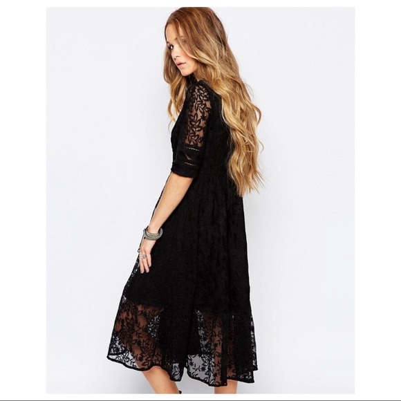 FREE PEOPLE LACE SHORT SLEEVE MIDI DRESS - Picture 3 of 5
